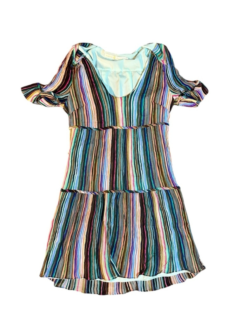 Marie Oliver Vanessa striped tiered mini dress M - Picture 2 of 5